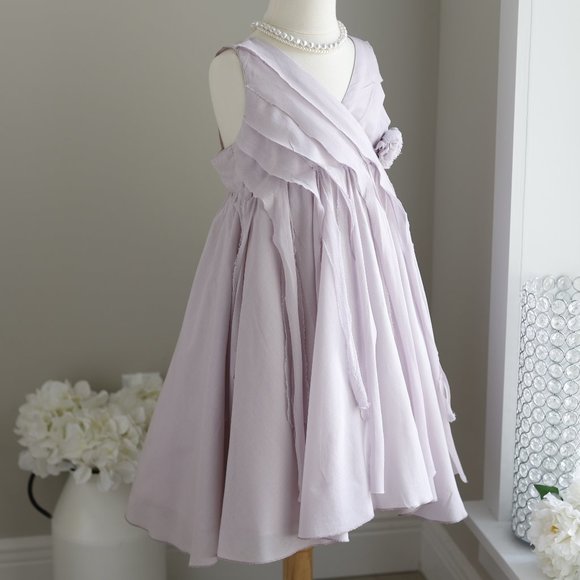 Girls Lavender Dress Designer La Piccola Danza Gauze Size 8 Spring NWT LOVELY - Picture 5 of 6